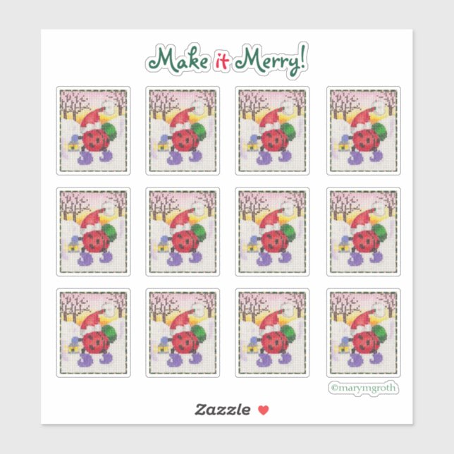 Autocollants Ladybug Santa (Feuille)