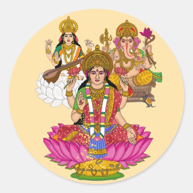 Autocollants Lakshmi Saraswati Ganesha (Devant)