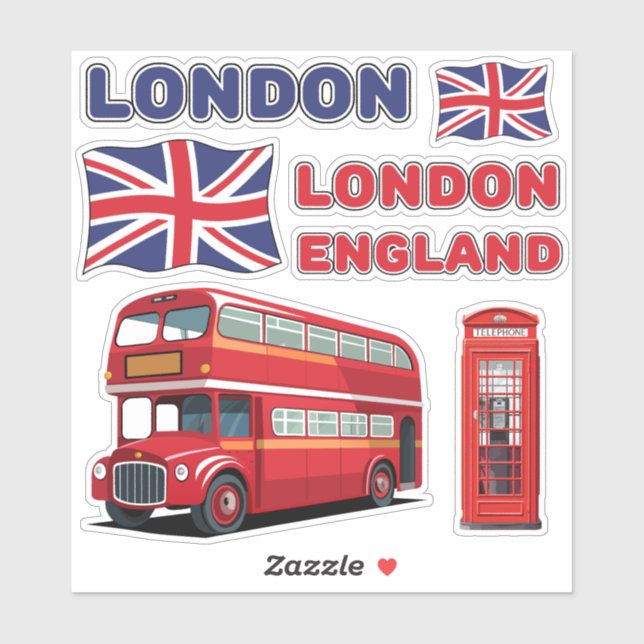 Autocollants Londres Angleterre (Feuille)