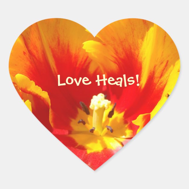 Autocollants Love Heals ! en forme de coeur Tulipe (Devant)