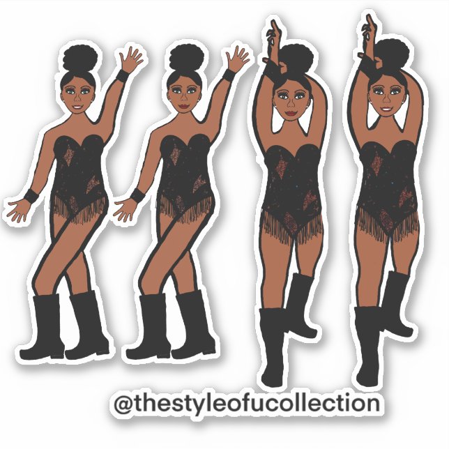 Autocollants Majorette / Danseuse à frange noire # (Devant)