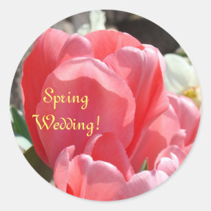 Autocollants Mariage de printemps ! Tulipes roses