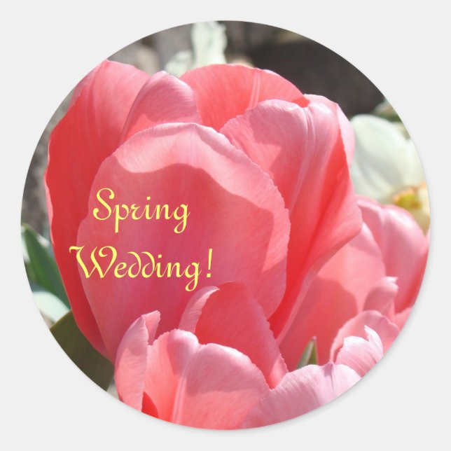 Autocollants Mariage de printemps ! Tulipes roses  (Devant)