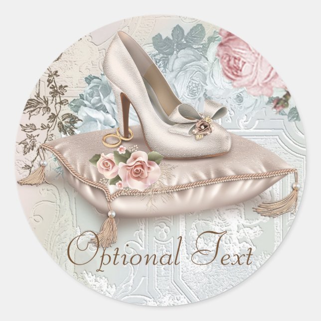 Autocollants Mariage Vintage Chaussure à Talons Ha (Devant)