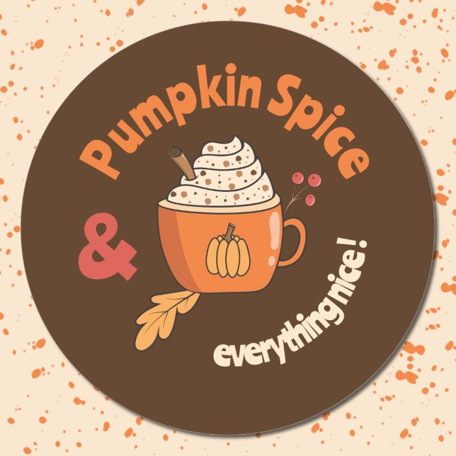Autocollants Marron Stick Canette Orange Épice Cit (Pumpkin spice & everything nice cute brown doodle stickers .)
