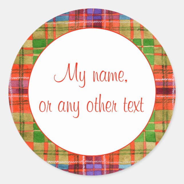 Autocollants mats ronds de 3" MAC RAE TARTAN (Devant)