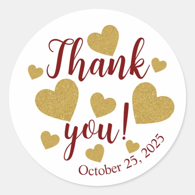 Autocollants Merci avec cœurs de golf  (Devant)