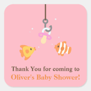 Autocollants Merci Baby Shower Pêche Bébé Rose