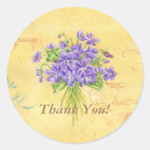 Autocollants Merci Bouquet de Violettes Douces Ron