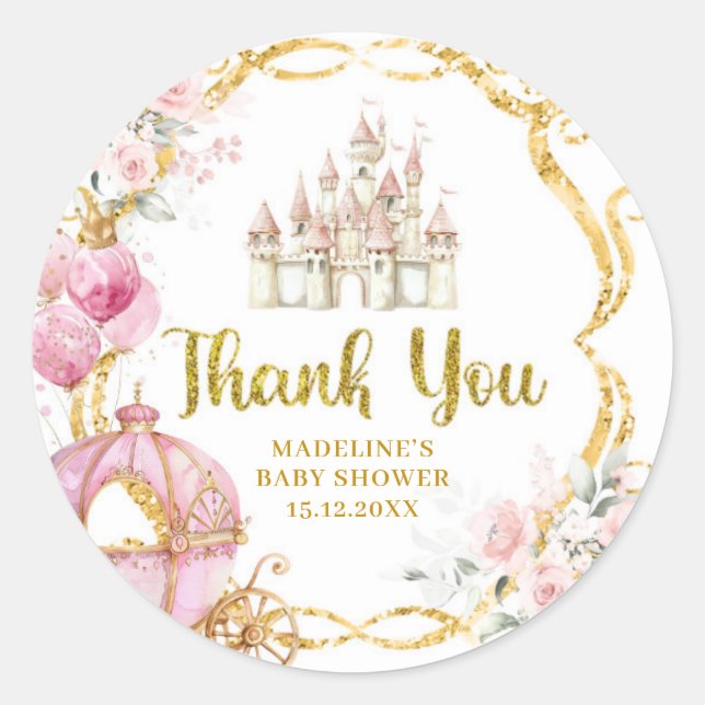 Autocollants Merci Carrosse Rose Princesse Royale (Devant)