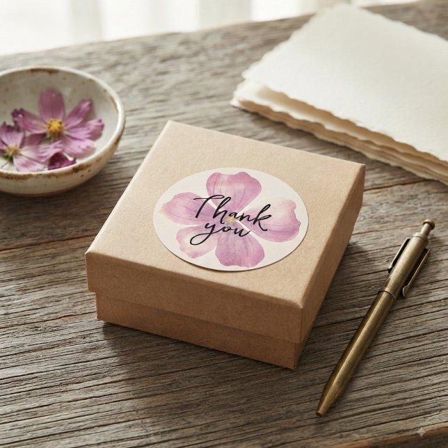Autocollants Merci - Fleur Aquarelle Violette (Créateur téléchargé)