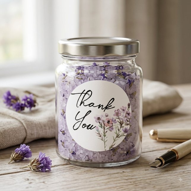 Autocollants Merci - Fleur Aquarelle Violette (Créateur téléchargé)