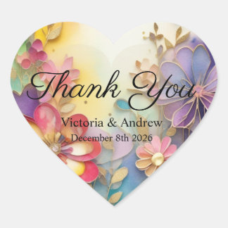 Autocollants Merci Fleurs Colorés