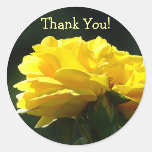 Autocollants Merci ! Fleurs de Rose Jaune Lumineus