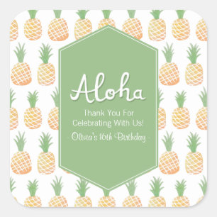 Autocollants Merci Modèle Aloha Luau Ananas
