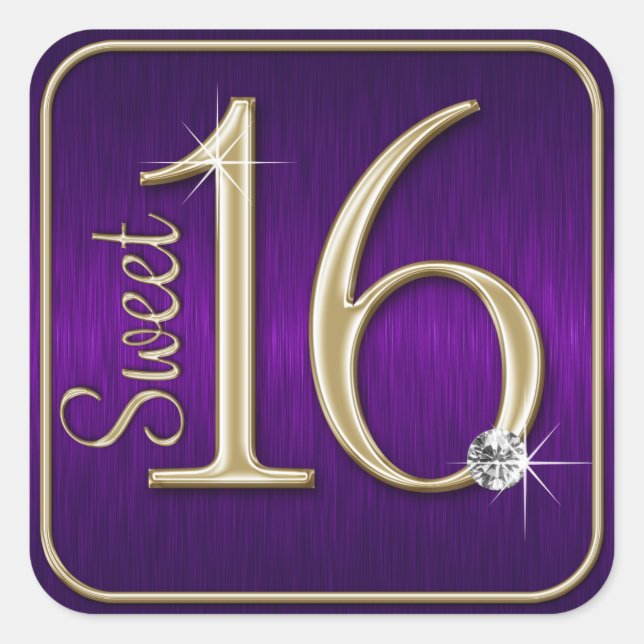 Autocollants métallisés violet/or pour Sweet 16 (Devant)