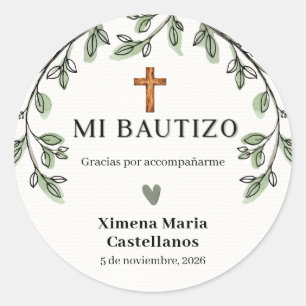 Autocollants Mi Bautizo Baptême Personnalisés Croi