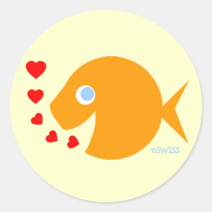 Autocollants mignons d'amour de CartoonFish pour