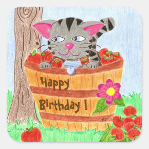 Autocollants Stickers Joyeux Anniversaire Chat Zazzle Fr