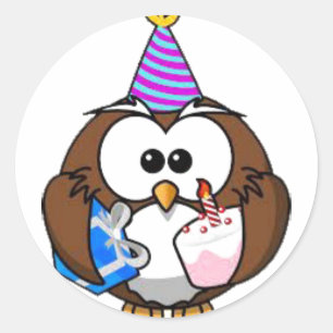 Autocollants mignons d'anniversaire de hibou