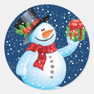 Autocollants mignons de Noël de bonhomme de neige