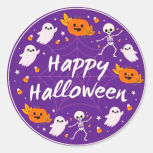 Autocollants Mignons Violet Joyeux Halloween