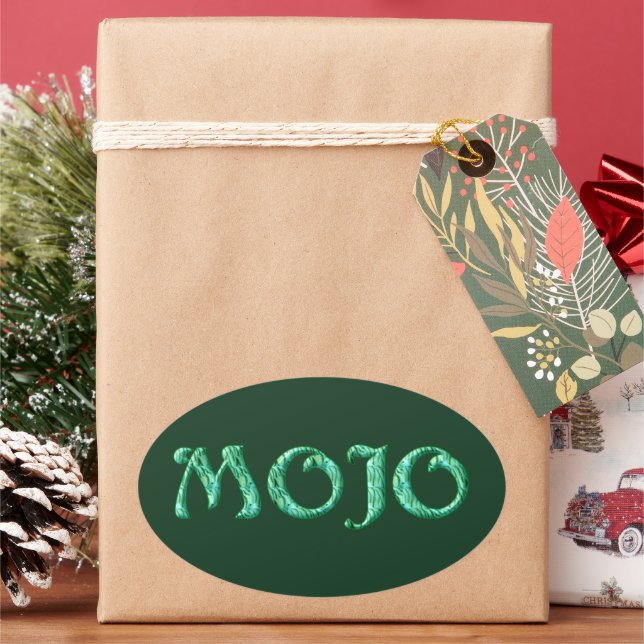 Autocollants mojo vert ovale (vacances)