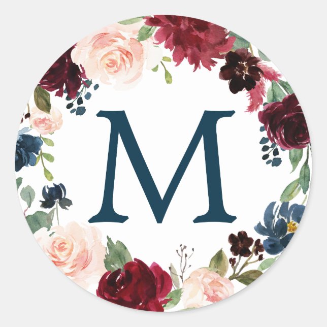 Autocollants Monogramme Favoris Navy Bordeaux (Devant)