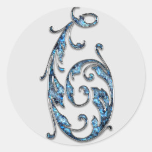 autocollants monogramme numéro 6