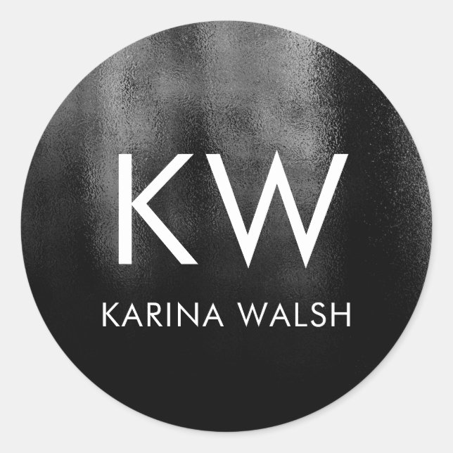 Autocollants monogrammes personnalisés noirs (Devant)