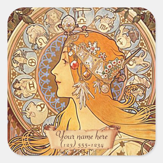 Autocollants Mucha Zodiac Art Nouveau (Devant)