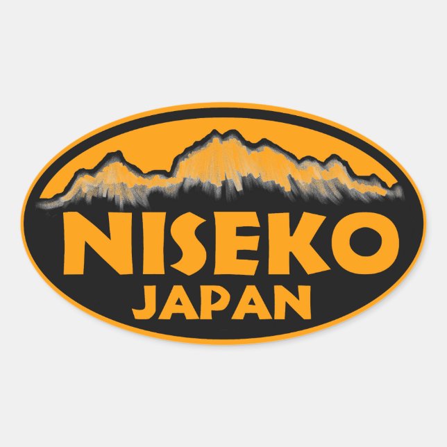 Autocollants Niseko Japon orange ovale (Devant)