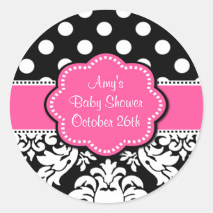 Autocollants noirs roses de baby shower ou