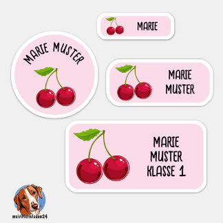 Autocollants nominatifs cerise rose – lot de 24