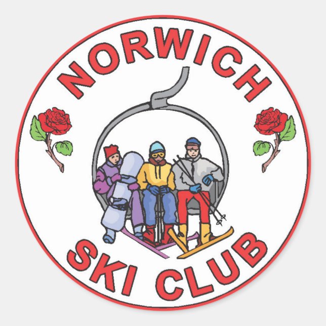Autocollants Norwich Ski Club (3"x3" série de 6) (Devant)