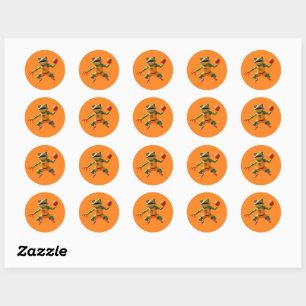 Autocollants orange ronds petits Grenouille de bas