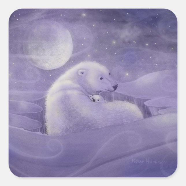 Autocollants ours polaire et ourson Hiver doux (Devant)