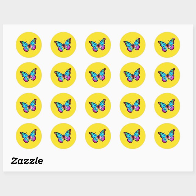 Autocollants papillon ronds (Feuille)