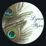 Autocollants Peacock Feather Bride et Groom Envelo<br><div class="desc">Épouse en plume de paon et la chambre Enregistrer la date,  l'invitation et Merci Enveloppe Stickers</div>