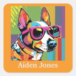Autocollants personnalisées colorés pour chien