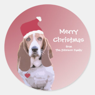 Autocollants personnalisés de Père Noël Basset
