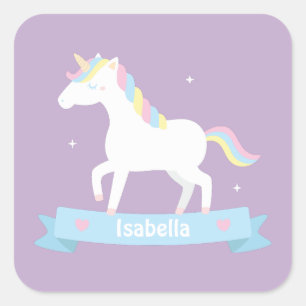 Autocollants Personnalisés Filles Pastel Licorne M