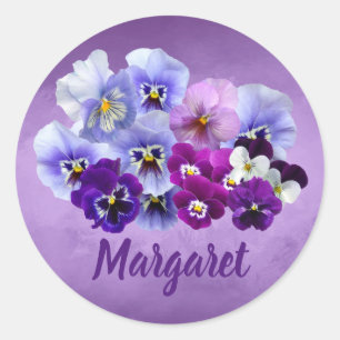 Autocollants Personnalisés Fleurs de Pensée Jolies