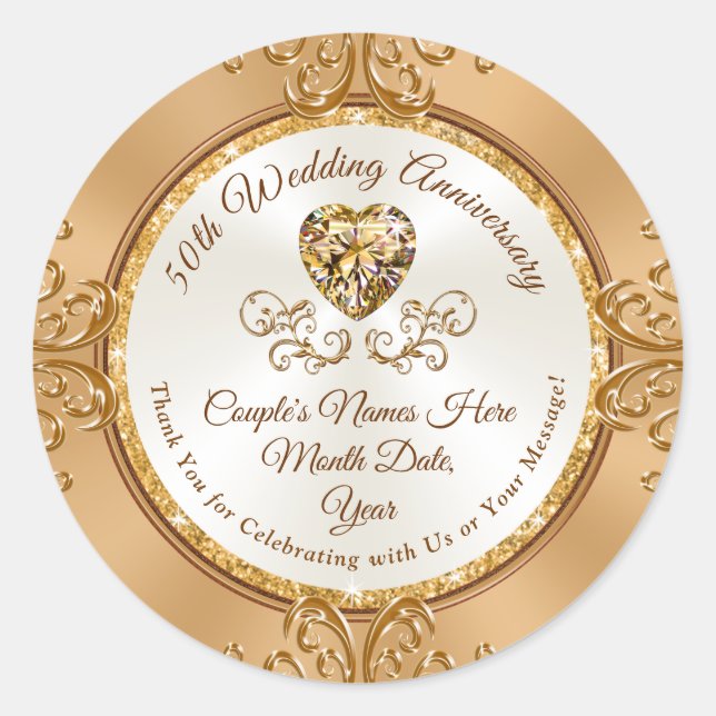 Autocollants Personnalisés Magnifiques pour 50e An (Devant)