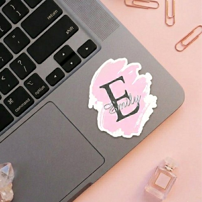 Autocollants personnalisés monogramme Rose Poussié (Fully customizable monogram vinyl sticker)