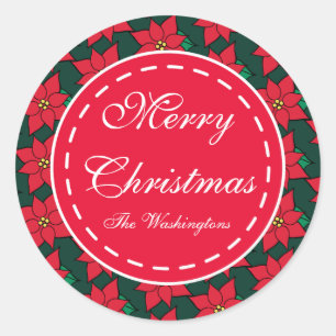 Autocollants personnalisés Poinsettia Christmas Gi