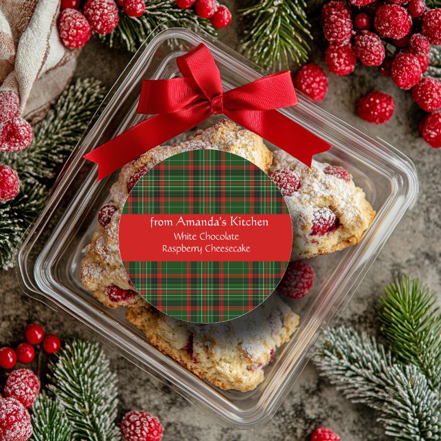 Autocollants personnalisés pour Noël, carreaux rou (Créateur téléchargé)