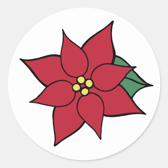 Autocollants Poinsettia Rouge Fête de Noël (Devant)