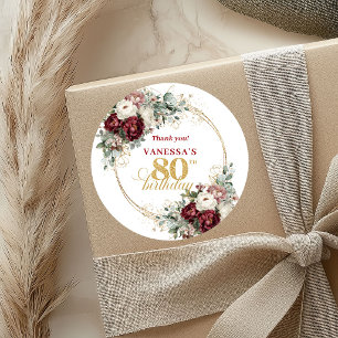 Autocollants pour 80e anniversaire Burgundy Blush
