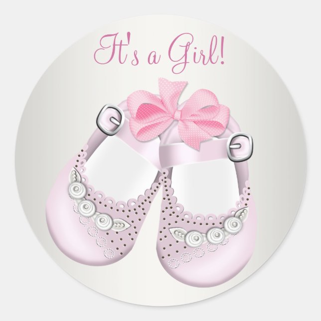 Autocollants pour Baby Shower Bébé Fille Chaussure (Devant)